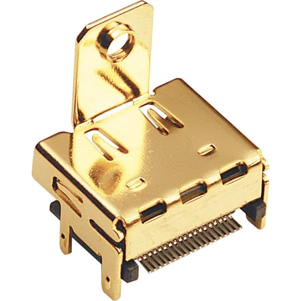 BKL Electronic 0907010 HDMI-kontakt Hona inbyggd horinsontell Antal poler: 19 Guld 1 st
