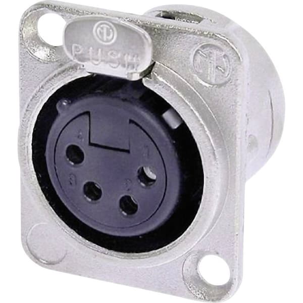 Neutrik NC4FD-L-1 XLR-kontakter Flänsanslutning rak kontakt Antal poler: 4 Silver 1 st
