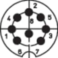 Miniatyrbild 3 av 3: Lumberg 0304 08-1 DIN cirkulärt kontaktdon Hona inbyggd vertikal Antal poler: 8 Silver 1 st