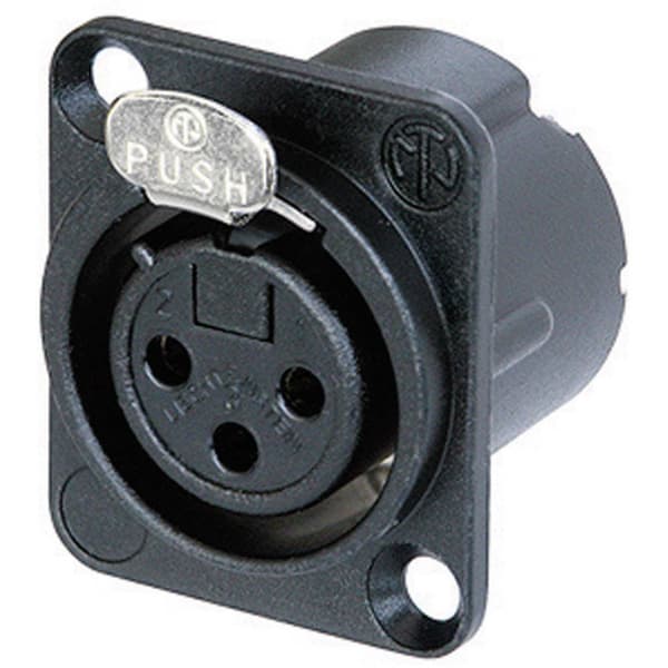 Neutrik NC3FD-LX-B XLR-kontakter Flänsanslutning rak kontakt Antal poler: 3 Svart 1 st