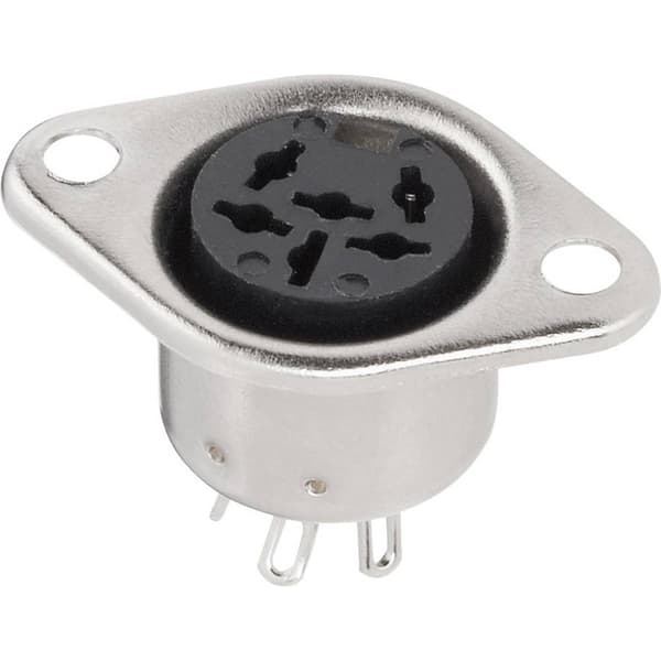 BKL Electronic 0208095 DIN cirkulärt kontaktdon Flänsanslutning rak kontakt Antal poler: 7 Silver 1 st