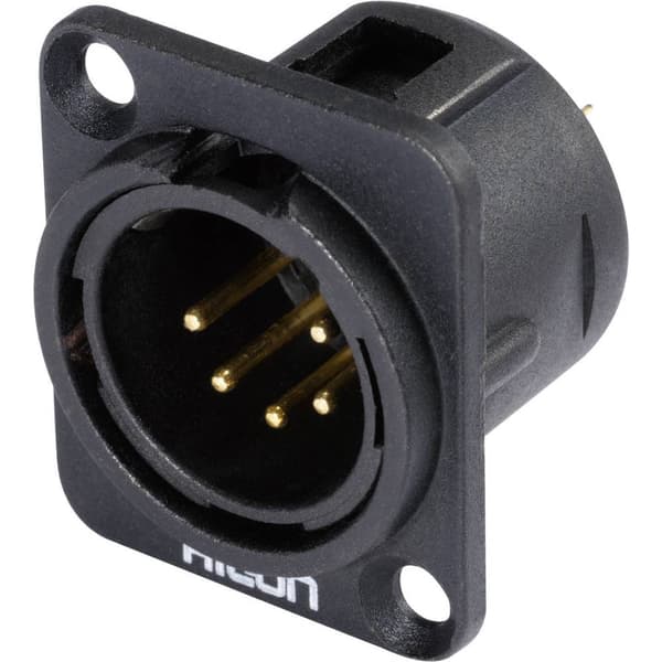 Hicon HI-X5DM-G XLR-kontakter Flänsstickkontakt rak kontakt Antal poler: 5 Svart 1 st