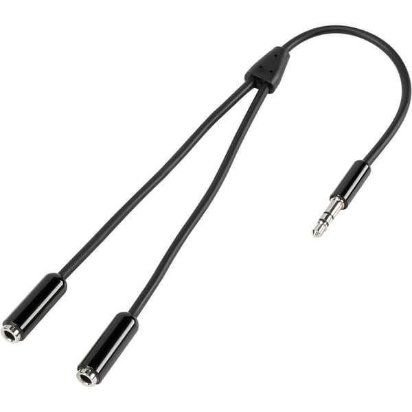 SpeaKa Professional SP-7870032 Teleplugg Audio Anslutningskabel [1x Teleplugg 3.5 mm - 2x Telejack 3.5 mm] 20.00 cm Sva