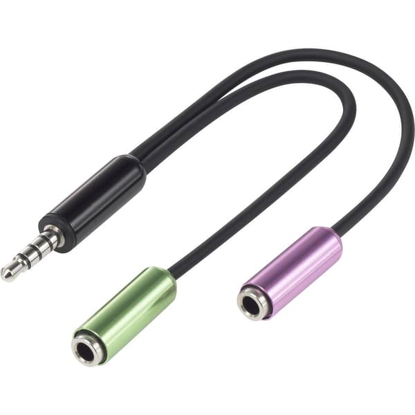 SpeaKa Professional SP-7870716 Teleplugg Audio Y-adapter [1x Teleplugg 3.5 mm - 2x Telejack 3.5 mm] Svart