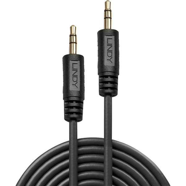LINDY 35644 Teleplugg Audio Anslutningskabel [1x Teleplugg 3.5 mm - 1x Teleplugg 3.5 mm] 5.00 m Svart