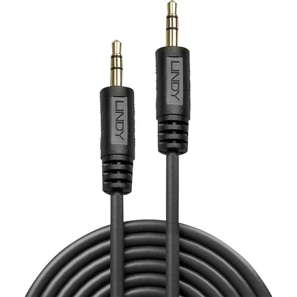 LINDY 35644 Teleplugg Audio Anslutningskabel [1x Teleplugg 3.5 mm - 1x Teleplugg 3.5 mm] 5.00 m Svart