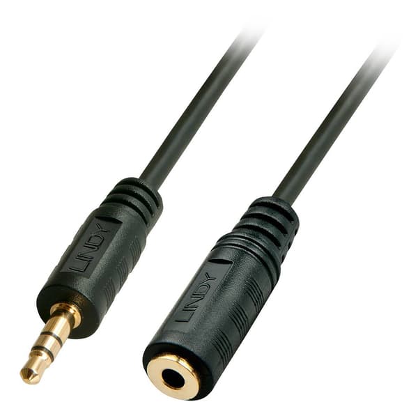 LINDY 35656 Teleplugg Audio Förlängningskabel [1x Teleplugg 3.5 mm - 1x Telejack 3.5 mm] 10.00 m Svart