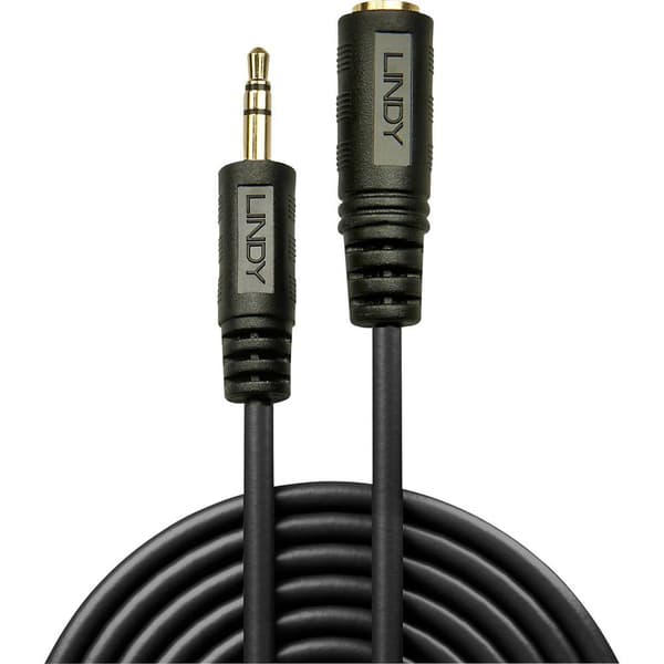 LINDY 35656 Teleplugg Audio Förlängningskabel [1x Teleplugg 3.5 mm - 1x Telejack 3.5 mm] 10.00 m Svart