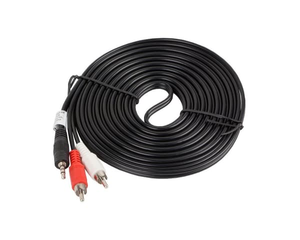 Ljudkabel 3,5mm till 2 x RCA Kabel (5 Meter) Svart
