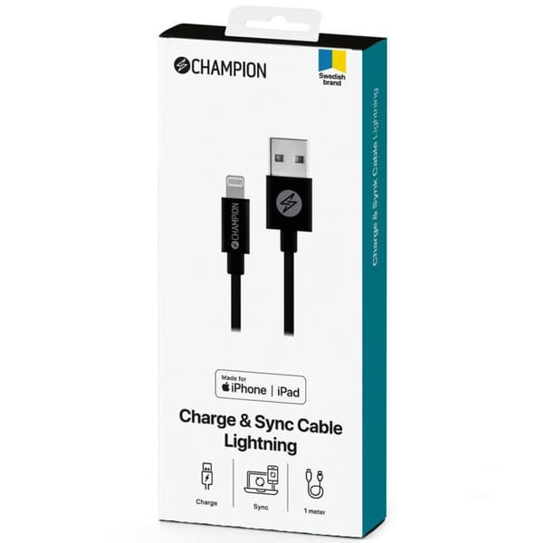 USB-A til Lightning-kabel 1m Sort