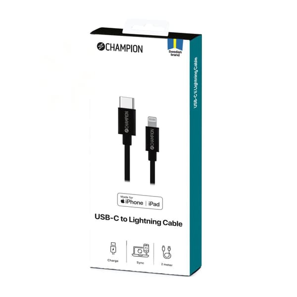 USB-C til Lightning-kabel 2m Sort