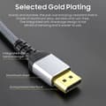 Miniatyrbilde 7 av 8: NÖRDIC 50cm DisplayPort til DisplayPort Cable Ver 1.4 UHD 8K i 60Hz 32.4gbps 10-bit HDR Double Screen Pure Copper 99.99%