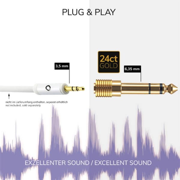Oehlbach D1C35021 i-Jack AD 35/63 Teleplugg Audio Adapter [1x Telejack 3.5 mm - 1x Teleplugg 6,3 mm (stereo)] Guld