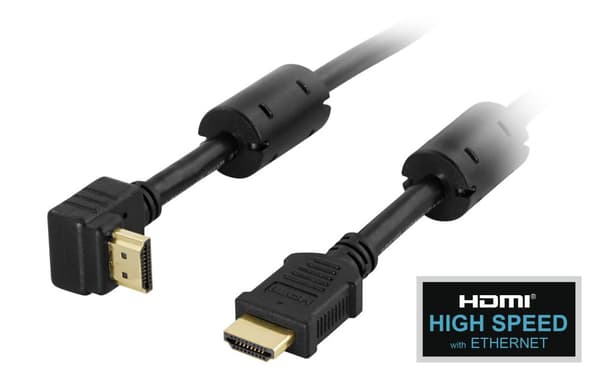 Angled HDMI cable, HDMI High Speed Ethernet, 0.5m, black