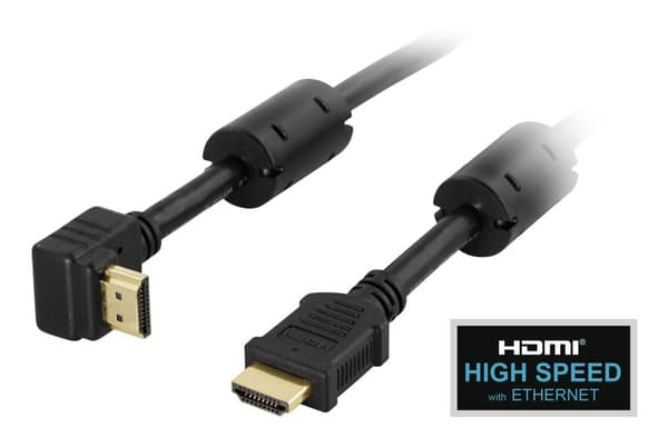 Angled HDMI cable, Premium High Speed HDMI, 1.5m, black
