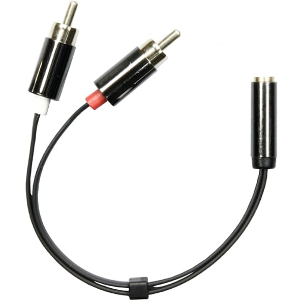 3.5mm female to 2xRCA male, 0.1m, black