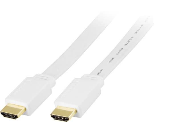 Flat HDMI cable, HDMI High Speed w/ Ethernet, 4K, 2m, white