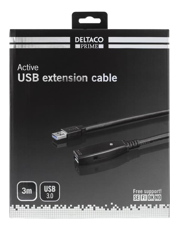 deltaco PRIME USB 3 extens cable active TypeA ma>TypeA fe 3m blue
