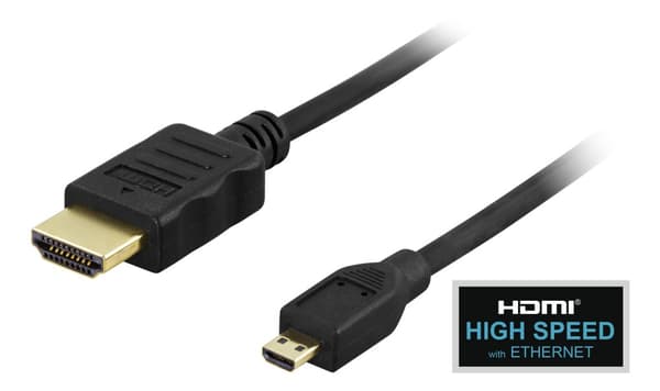 HDMI A - Micro cable, HDMI High Speed w/ Ethernet, 1m, black