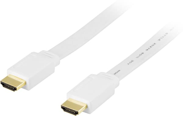 Flat HDMI cable, HDMI High Speed w/ Ethernet, 4K, 5m, white