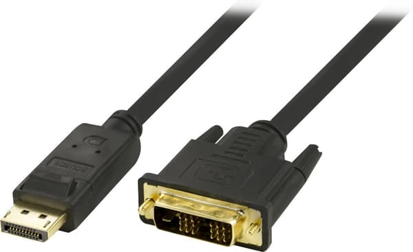DisplayPort to DVI cable, 20-pin male - male, 1m, black
