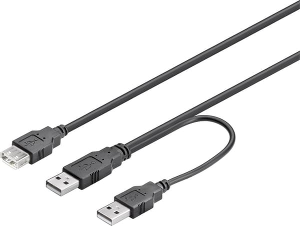USB power cable Ycable 2xType A male to 1xType A female 0.3m