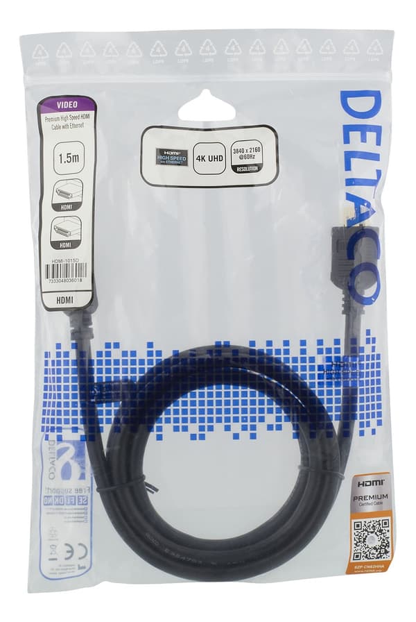 High-Speed Premium HDMI cable, 1.5m, Ethernet, 4K UHD, black