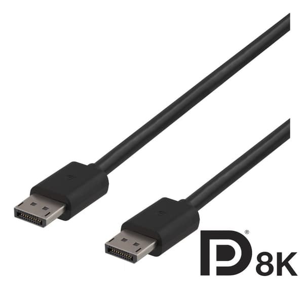 DisplayPort cable, DP 1.4, 7680x4320 at 30Hz, 2m, black
