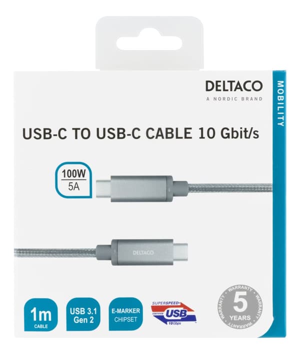 USBC SuperSpeed cable 1m braided USB3.1 Gen2 10Gbps 100W