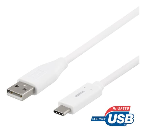 USB-C to USB-A cable, 1m, 3A, USB 2.0, white