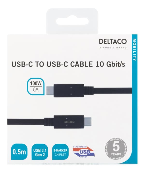USBC  USBC cable 0.5m USB 3.1 Gen2 Emarker chipset 100W 5A