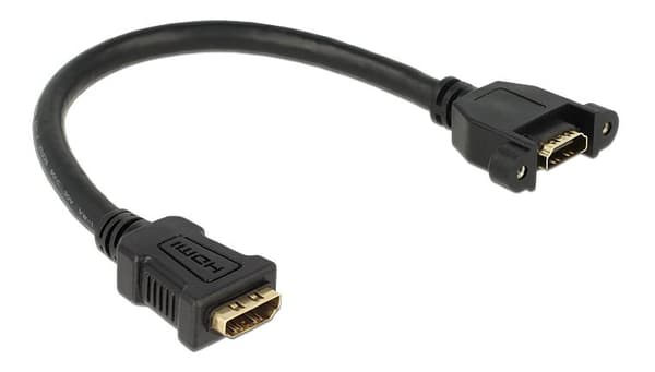 HDMI cable panel mount 2xHDMI 19pin female 0.25m black