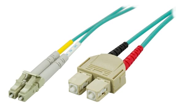 OM3 Fiber cable, LC - SC, duplex, UPC, 50/125, 5m, blue