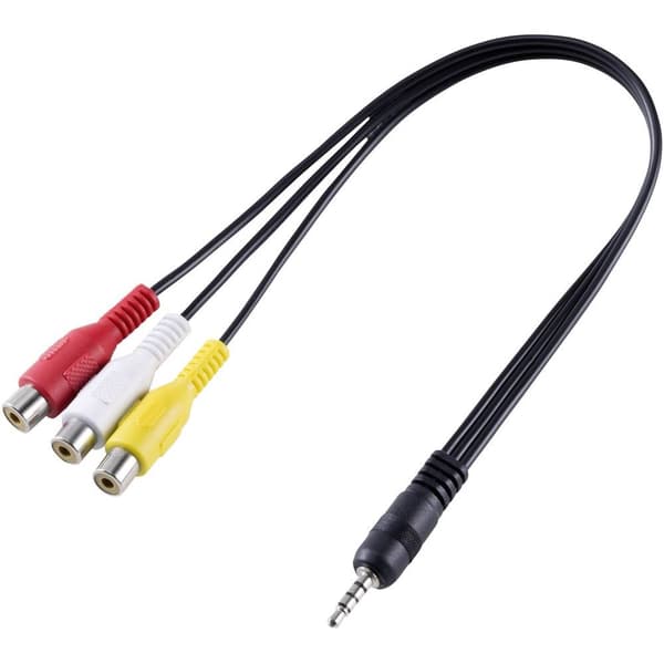 SpeaKa Professional SP-8433716 AV Audio, Video Adapter [1x Teleplugg 3.5 mm - 3x RCA-hona] Svart
