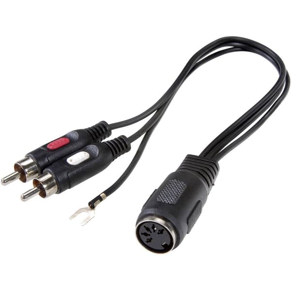 SpeaKa Professional SP-7869832 RCA / DIN-anslutning Audio Y-adapter [1x DIN-hona 5-pol - 2x RCA-hane] Svart