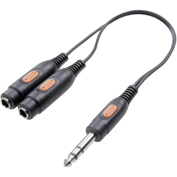 SpeaKa Professional SP-7869836 Teleplugg Audio Y-adapter [1x Teleplugg 6.35 mm - 2x Telejack 6.35 mm] Svart