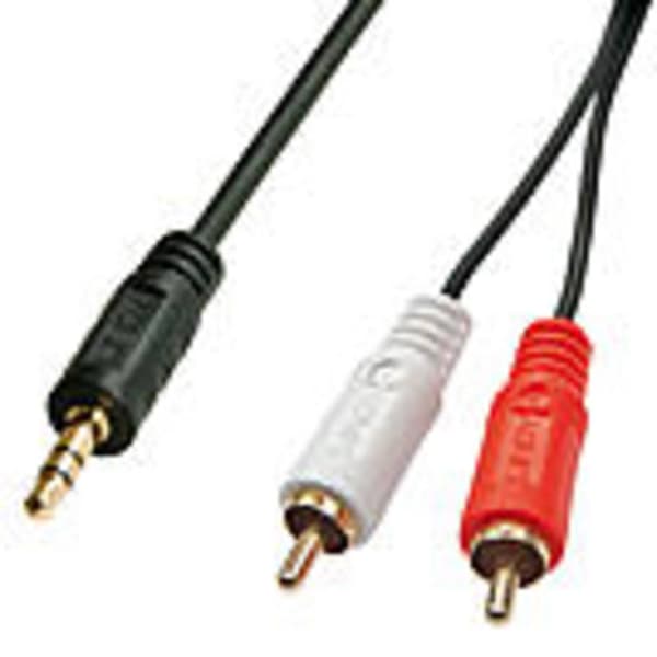 LINDY 35681 RCA / Teleplugg Audio Anslutningskabel [2x RCA-hane - 1x Teleplugg 3.5 mm] 2.00 m Svart