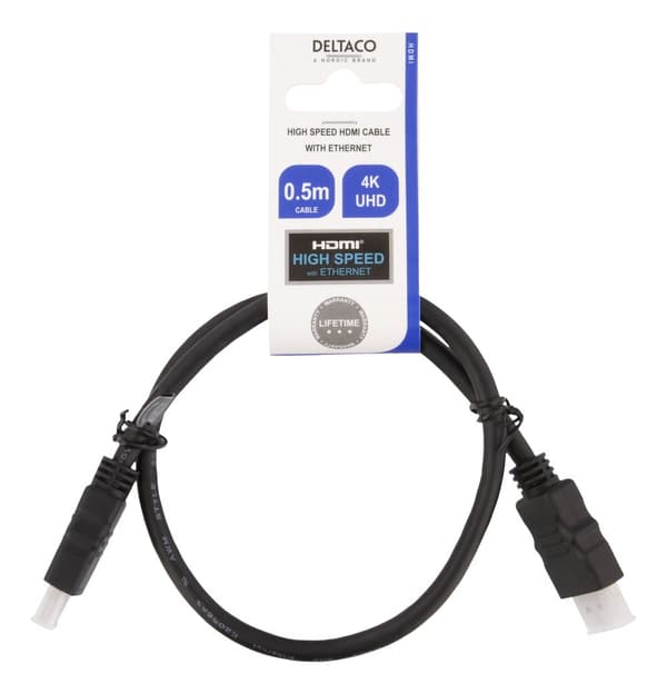 HDMI cable, HDMI High Speed w/Ethernet, CCS, 0.5m, black