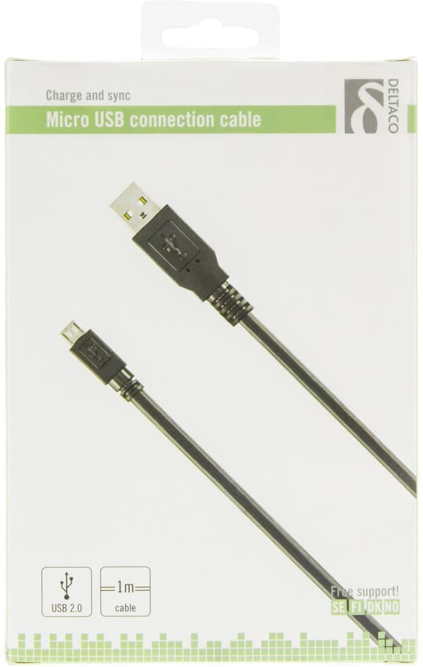 USB 2.0 cable Type A ma, Type Micro B ma, 5-pin, 1m, black