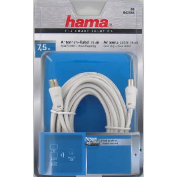 HAMA antennekabel 7,5m hvit 75dB
