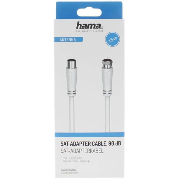 HAMA Antennekabel SAT 90dB F-stik-Coax Hun 1,5m Hvid ST