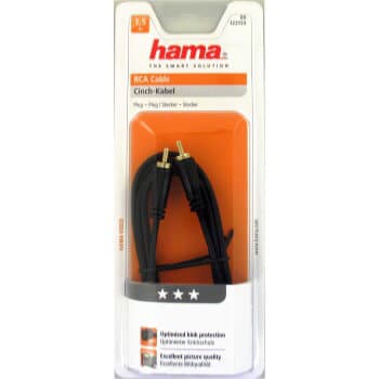 HAMA RCA-RCA kabel 1,5m svart TL