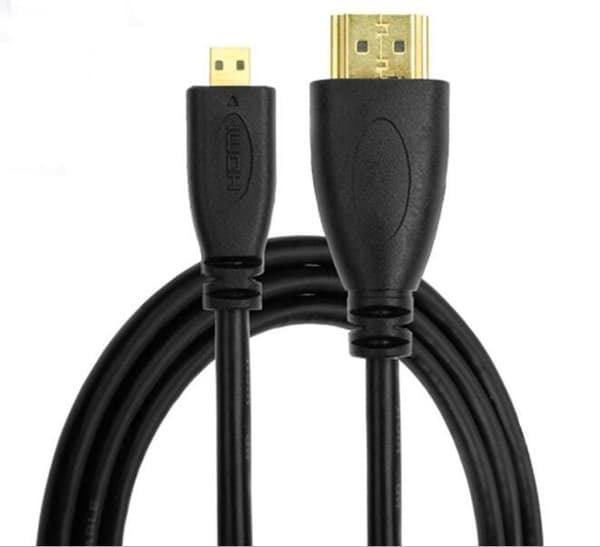 NÖRDIC HDMI Micro–HDMI -kaapeli, 50 cm, High Speed HDMI Ethernet, Type A–Type D uros–uros, musta