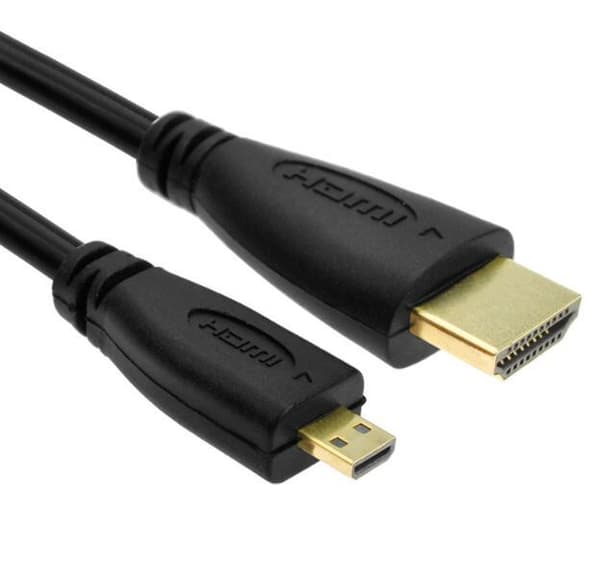NÖRDIC HDMI Micro–HDMI -kaapeli, 50 cm, High Speed HDMI Ethernet, Type A–Type D uros–uros, musta