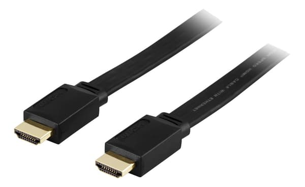 Flat HDMI cable, HDMI High Speed with Ethernet, 0.5m, black