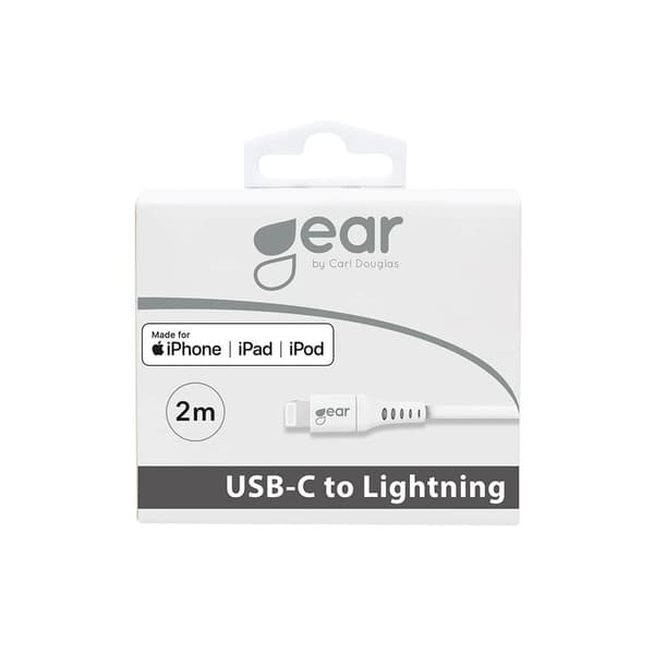 GEAR Ladekabel USB-C til Lightning 2m Hvid MFI C94