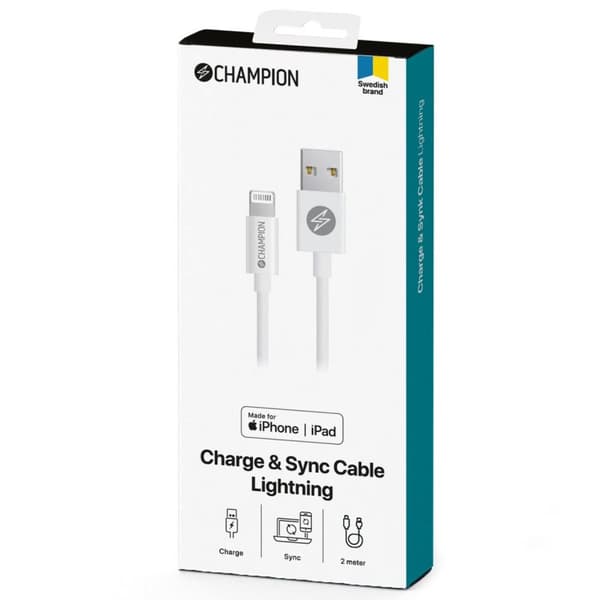 USB-A til Lightning-kabel 2m Hvit