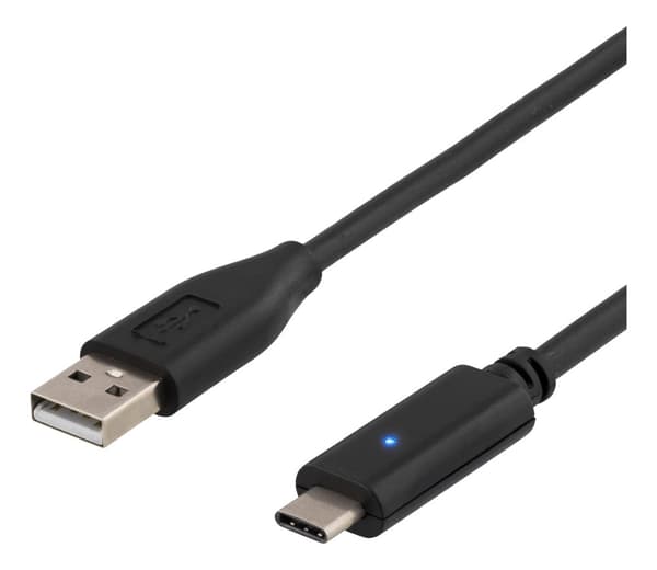 USB 2.0 cable, 1m, Type C - Type A male, PD prof 1, black