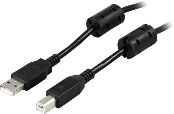 USB 2.0 cable Type A male Type B male ferrite cores 5m black
