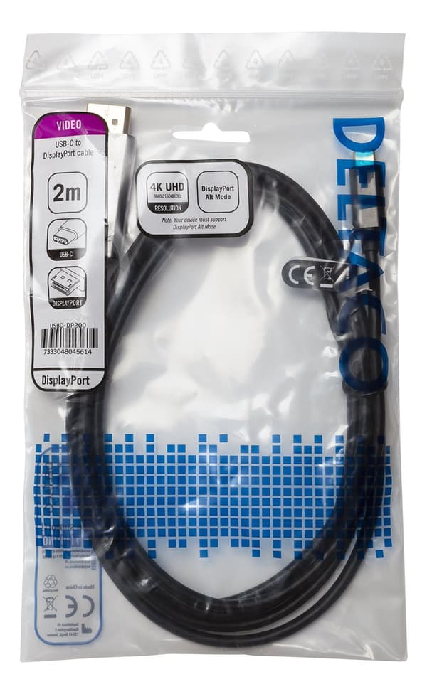 USB-C to DisplayPort cable, 2m, 4K@60Hz, black